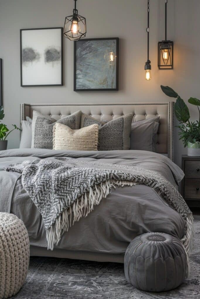 29 Grey Boho Bedroom Decor Ideas 24 Urban Oasis in Concrete Jungle: A Boho Bedroom in Grey