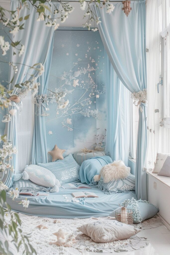29 Light Blue Boho Bedrooms 22 Heavenly Escape: Light Blue Boho Paradise