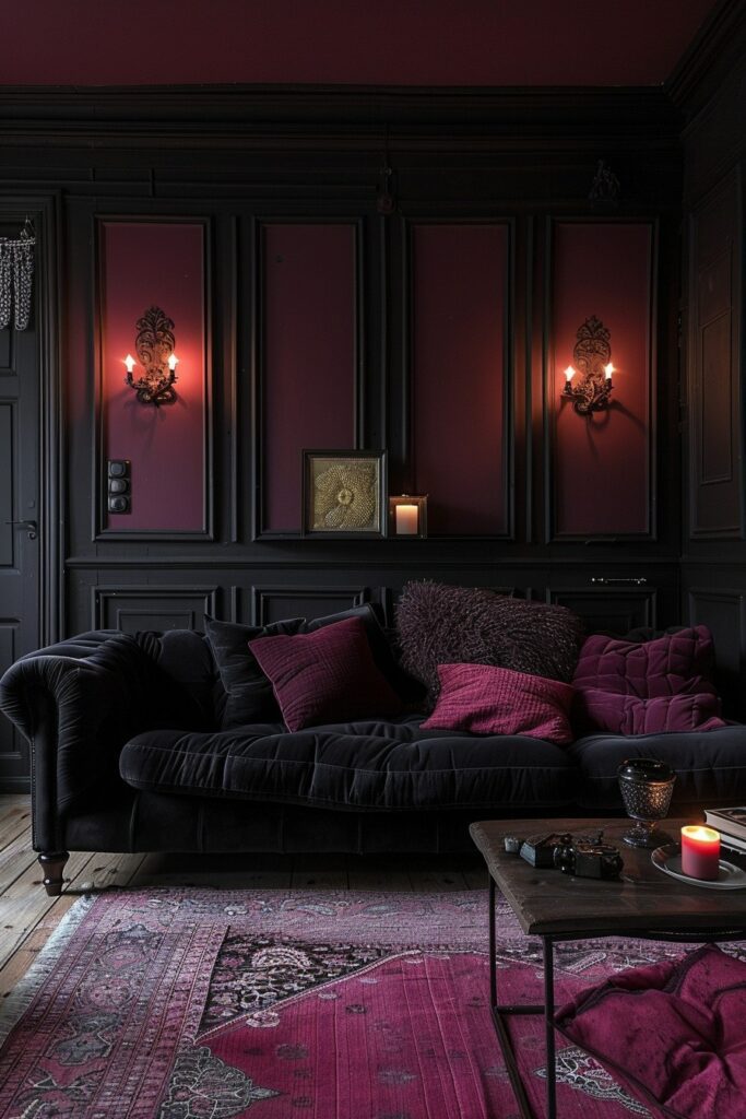 29 Dark Boho Living Room Layouts 18 Vampire's Velvet Lair