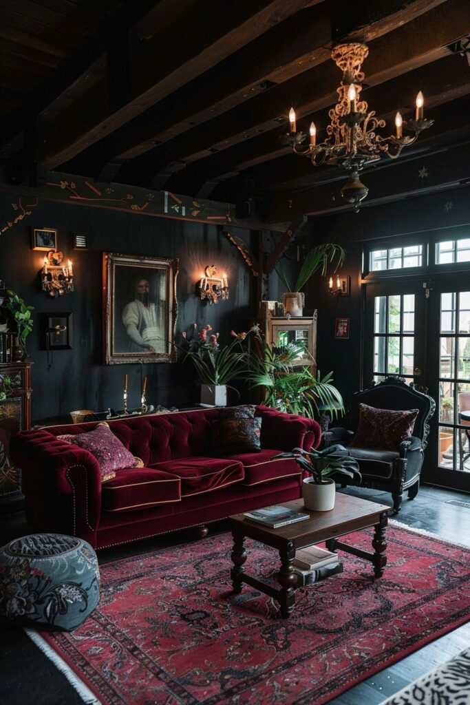 29 Dark Boho Living Room Layouts 14 Enchanted Charcoal Chamber