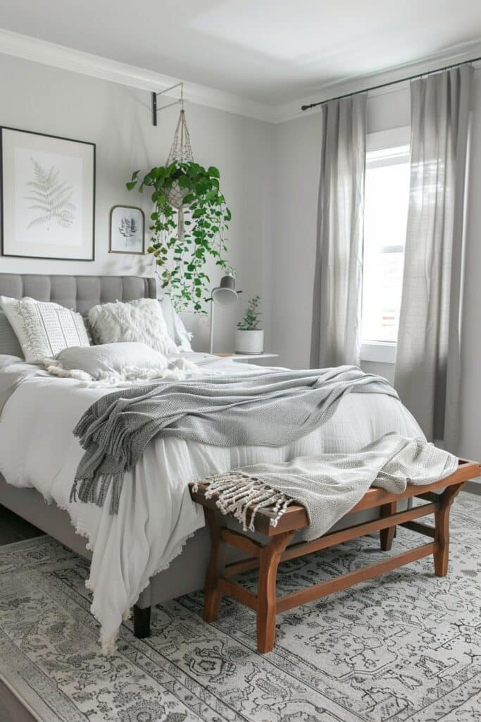 29 Grey Boho Bedroom Decor Ideas 19 Solace in Smoke: Atmosphere in a Grey Boho Bedroom