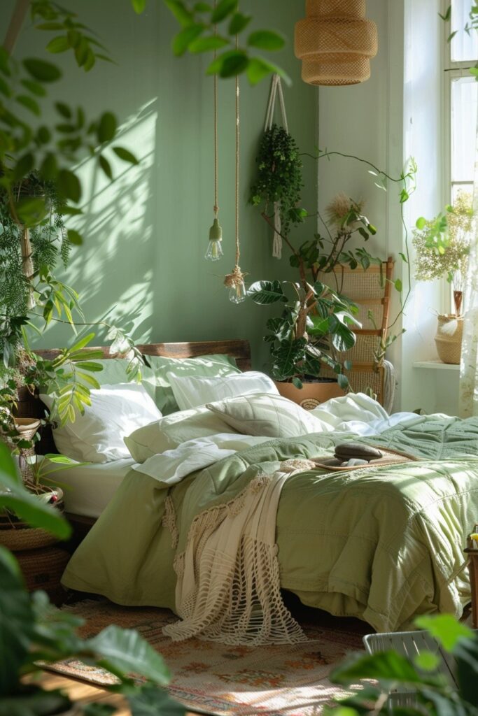 29 Green Boho Bedroom Ideas 12 Boho Garden Haven: Natural Green Bedroom Designs