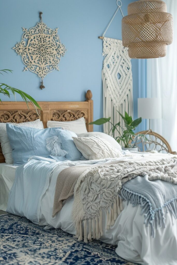 29 Light Blue Boho Bedrooms 5 Azure Retreat: Light Blue Boho Sanctuary