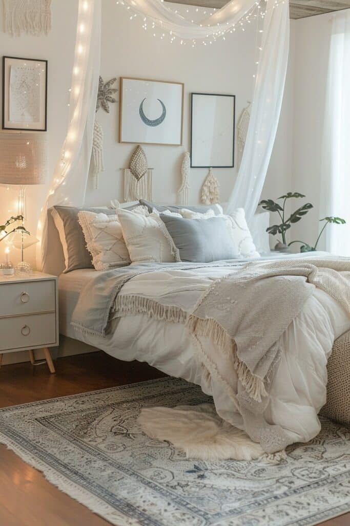 29 Grey Boho Bedroom Decor Ideas 20 Celestial Lunar Luxe: Grey Boho Bedroom Vibes