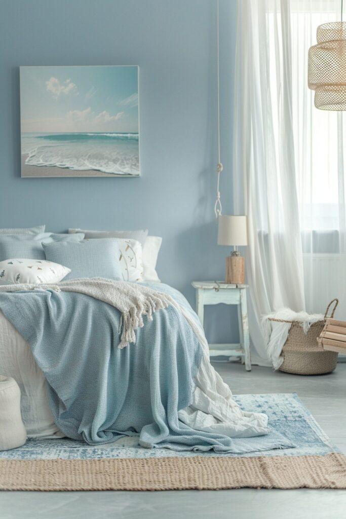 29 Light Blue Boho Bedrooms 14 Whispering Tides: Light Blue Boho Haven