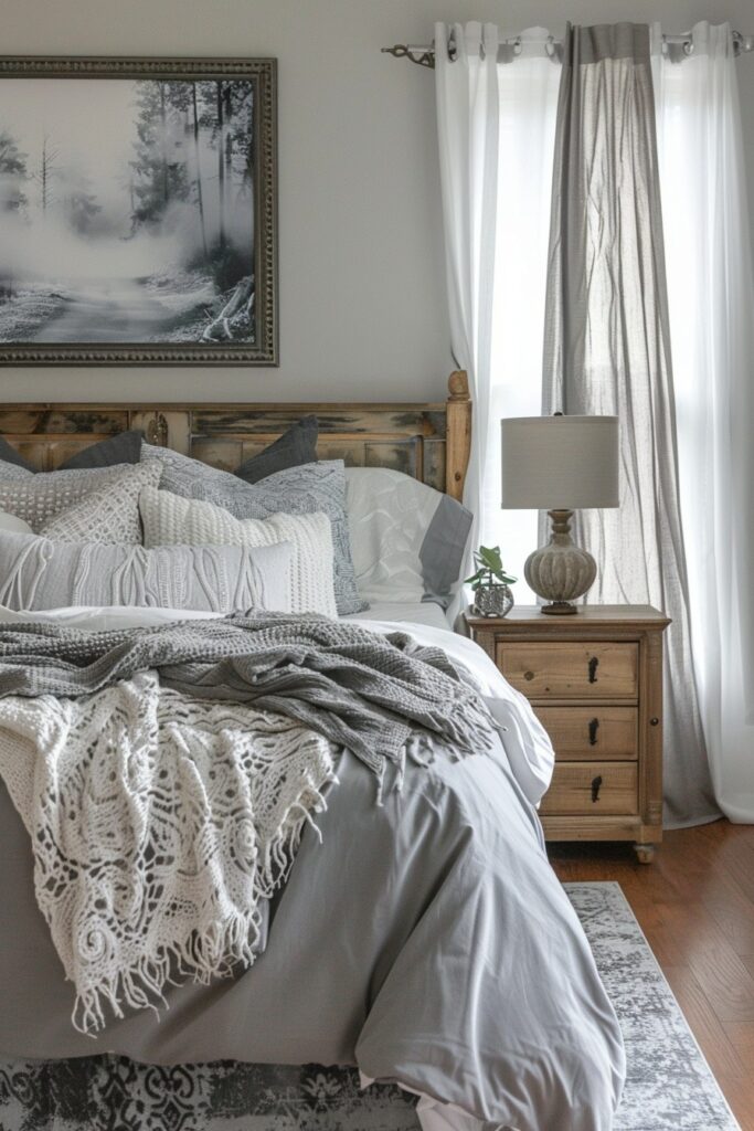 29 Grey Boho Bedroom Decor Ideas 4 Magic of Mist: A Retreat in Grey Boho Style
