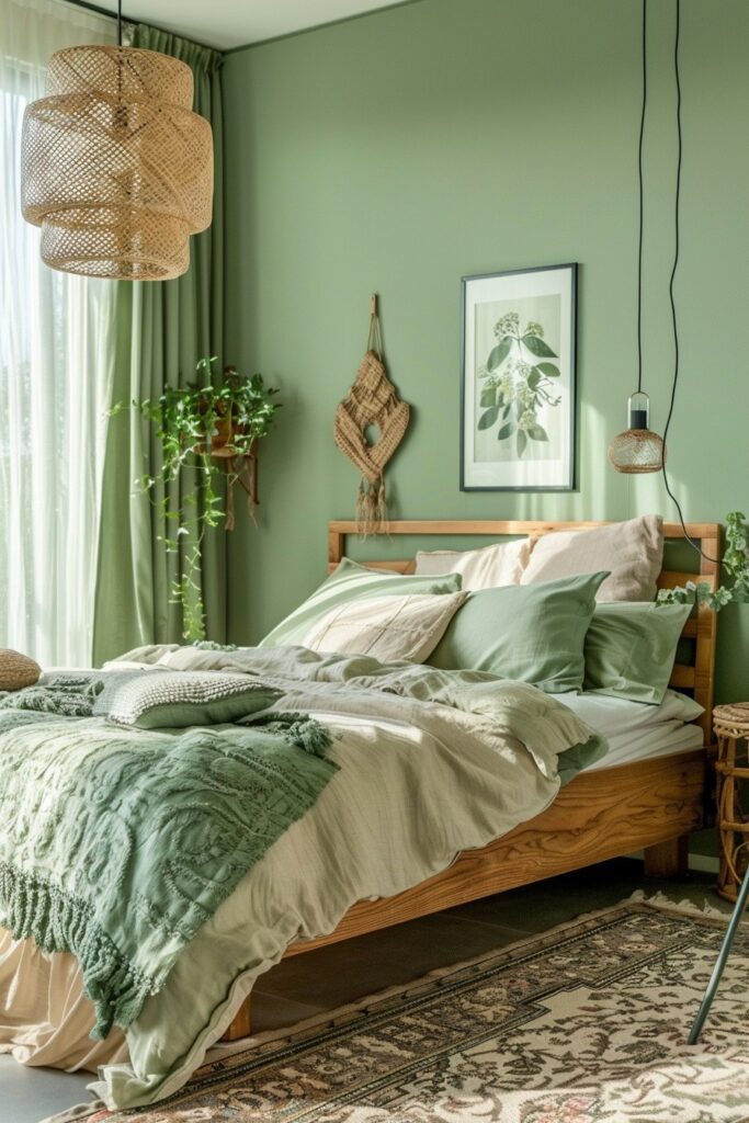 29 Green Boho Bedroom Ideas 15 Meadow Serenity: Tranquil Green Boho Bedroom Ideas