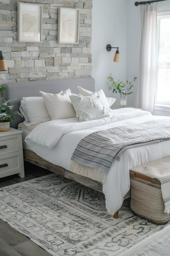 29 Grey Boho Bedroom Decor Ideas 18 Retreat into Stone Serenity: Grey Boho Bedroom Ideas