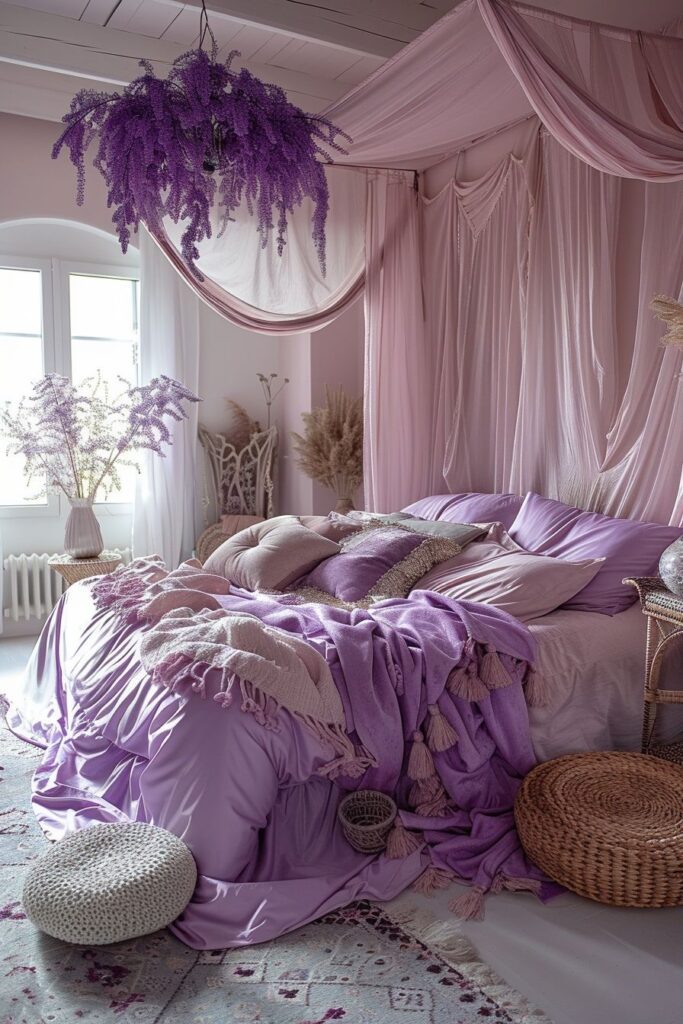 29 Lavender Boho Bedroom Ideas 23 Lavender Boho Bedroom