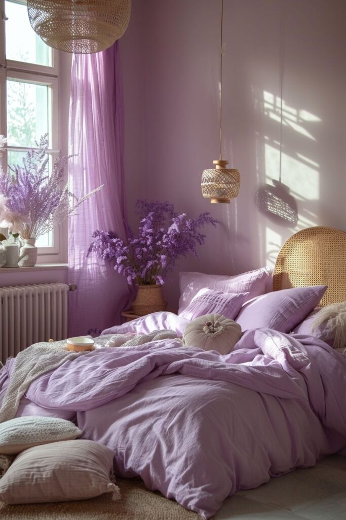 29 Lavender Boho Bedroom Ideas 27 Lavender Boho Bedroom