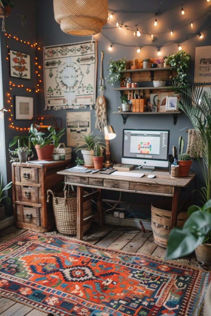 29 Scandi Boho Decor Ideas for a Harmoniously Stylish Home 6 Creative Scandi Boho Workspace