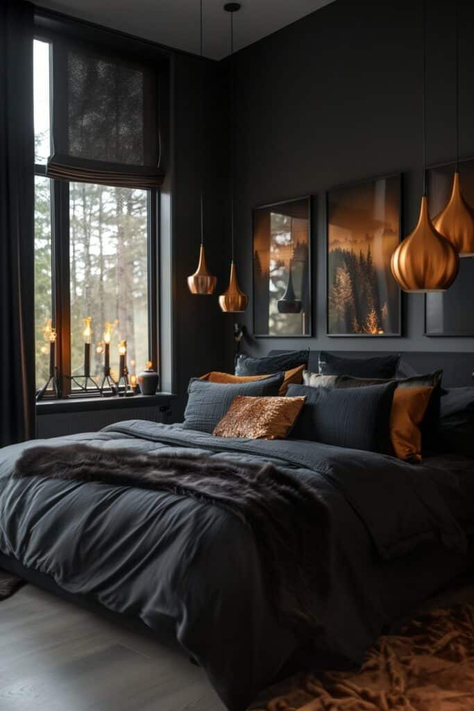 29 Black Bedroom Ideas for a Bold and Stylish Retreat 14 Modern Black and Copper