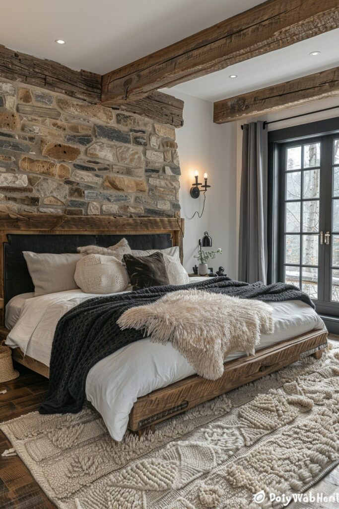 29 Black Bedroom Ideas for a Bold and Stylish Retreat 10 Rustic Black with Wood Accents