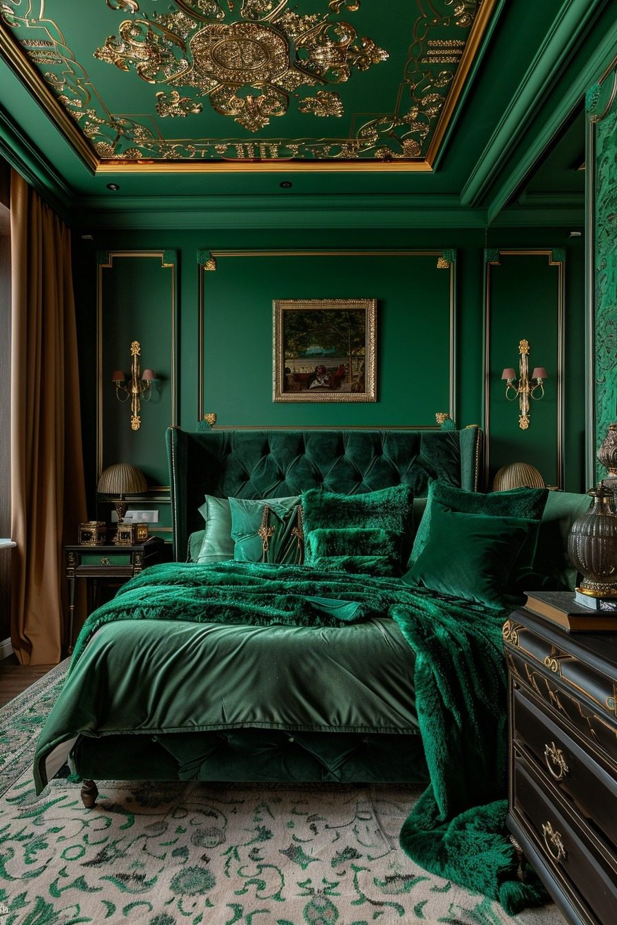 29 Emerald Green Art Deco Bedroom Ideas Of Elegance
