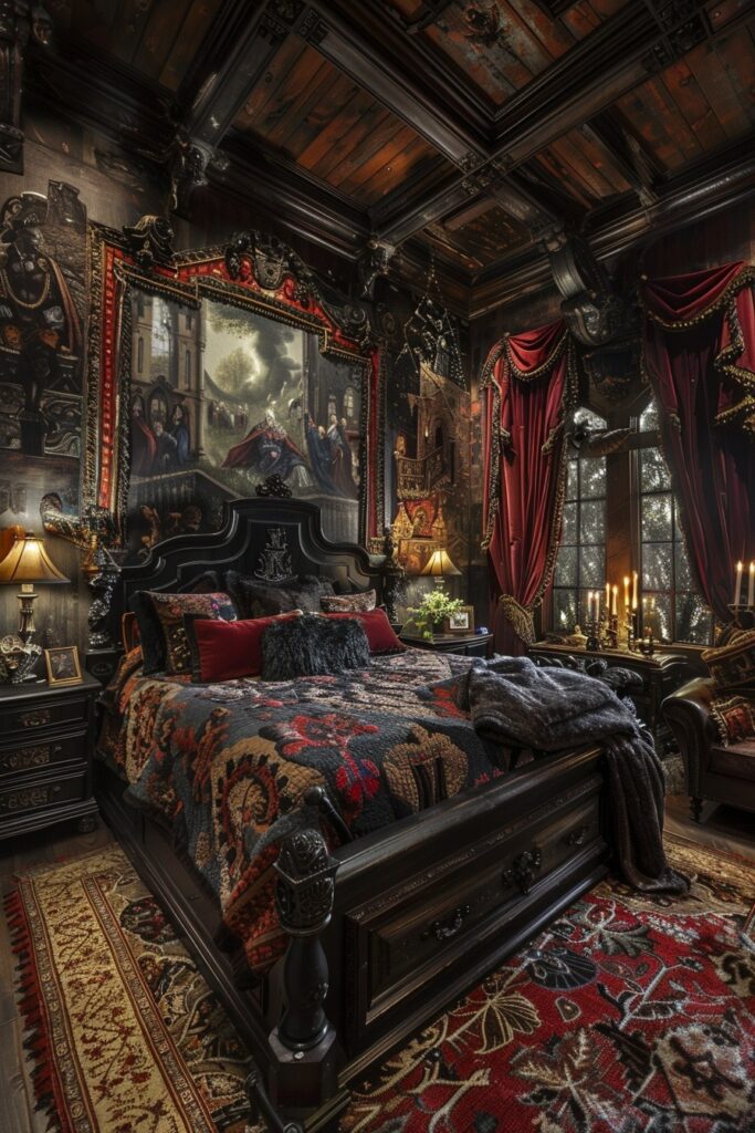 29 Goth Boho Bedroom Ideas to Unleash Your Mysterious Side 20 Gothic Drapery