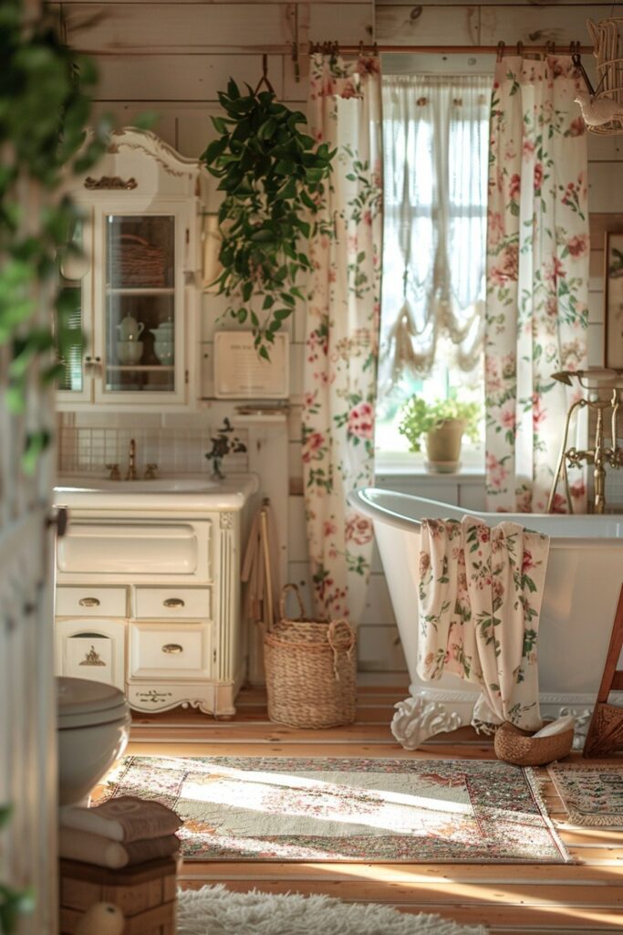 29 Boho Bathroom Ideas for a Chic and Relaxing Space 26 Cottage Comfort: Cozy Boho Bathroom Designs