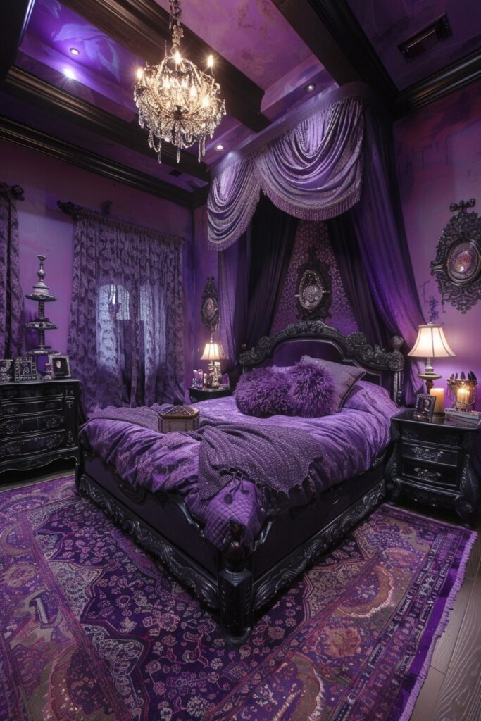 29 Enchanting Purple Witchy Bedroom Ideas to Mystify Your Space 21 Twilight Purple Enchantment Room