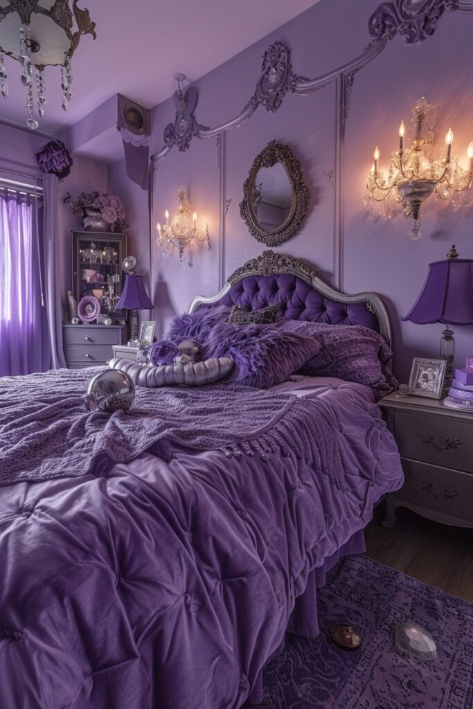 29 Enchanting Purple Witchy Bedroom Ideas to Mystify Your Space 26 Violet Visionary Haven