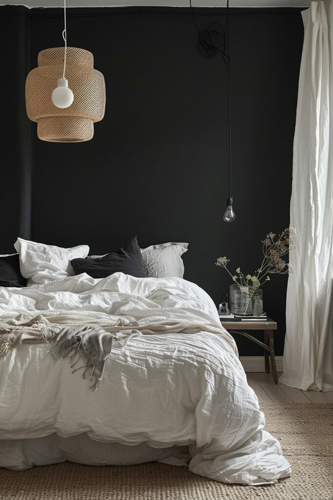 29 Black Bedroom Ideas for a Bold and Stylish Retreat 27 Black and Pastel Serenity