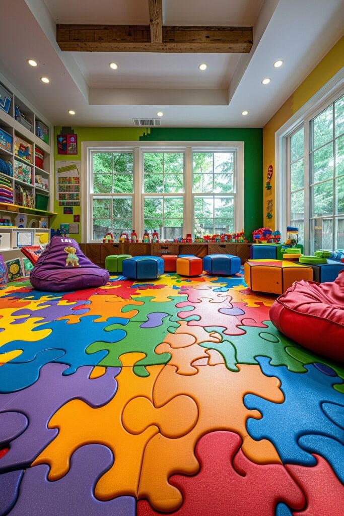 29 Whimsical Home Decor Ideas for a Playful and Charming Space 2 Creative Puzzle Flooring