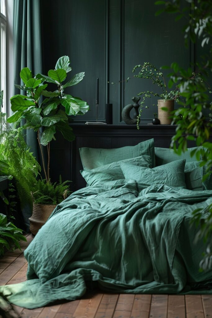 29 Black Bedroom Ideas for a Bold and Stylish Retreat 13 Zen Black and Green