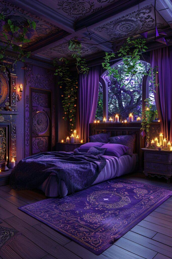 29 Enchanting Purple Witchy Bedroom Ideas to Mystify Your Space 3 Lavender Magic Hideaway