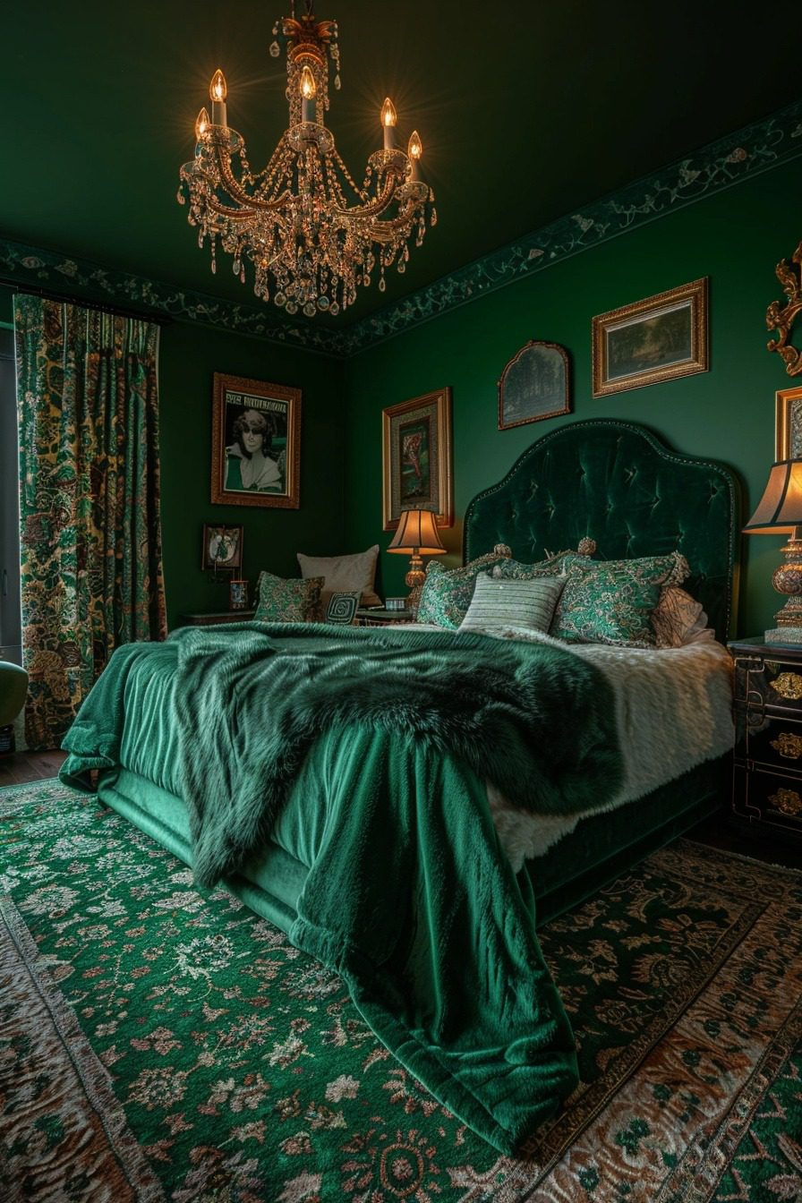 29 Emerald Green Art Deco Bedroom Ideas Of Elegance