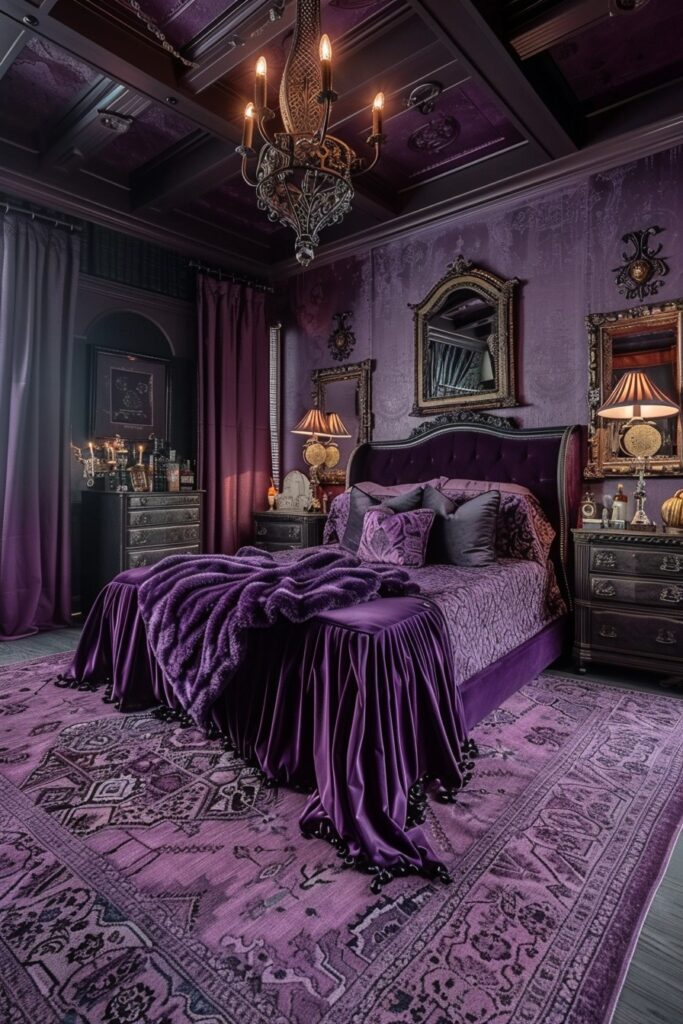 29 Enchanting Purple Witchy Bedroom Ideas to Mystify Your Space 4 Plum Sorcerer's Palace