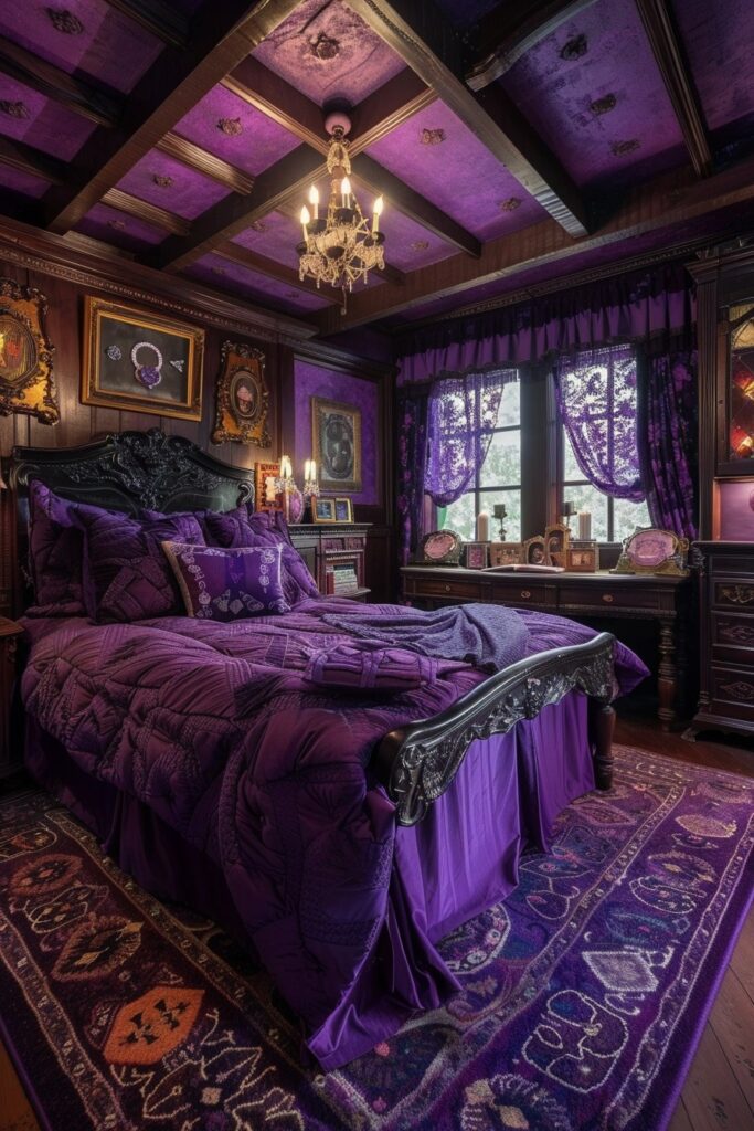 29 Enchanting Purple Witchy Bedroom Ideas to Mystify Your Space 17 Elderberry Enchantment Nook