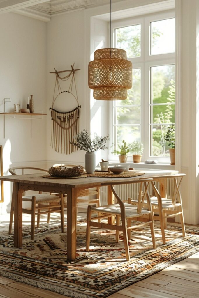 29 Scandi Boho Decor Ideas for a Harmoniously Stylish Home 5 Boho Nordic Dining Room