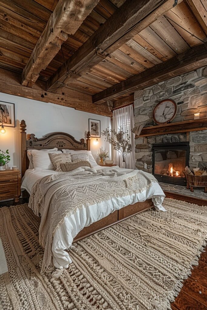 29 Bedroom with Fireplace Ideas for a Warm and Inviting Space 3 Cozy Rustic Charm: Warm Bedroom Fireplaces