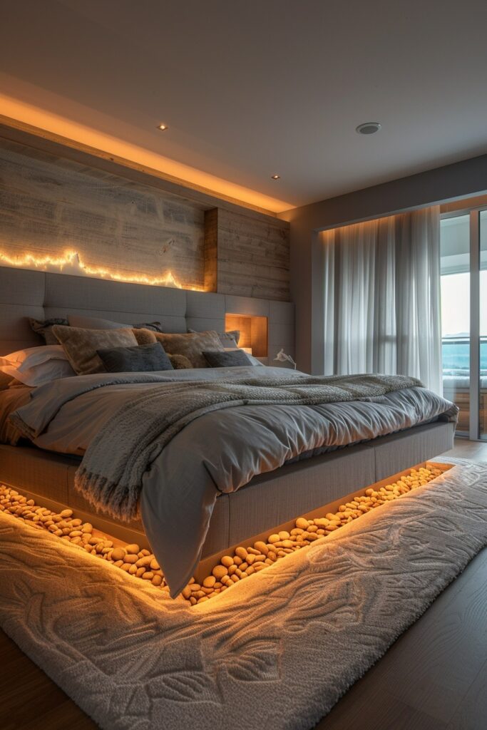 29 Bedroom with Fireplace Ideas for a Warm and Inviting Space 20 Futuristic Flames: Modern Tech Bedroom Fireplaces