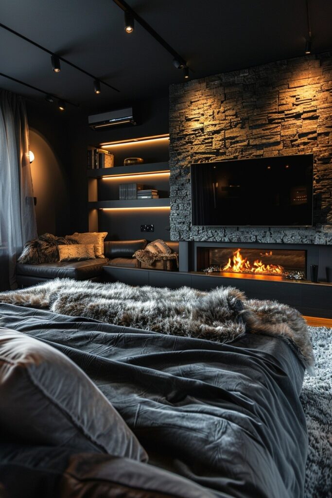29 Bedroom with Fireplace Ideas for a Warm and Inviting Space 28 Smart Comfort: High-Tech Bedroom Fireplaces