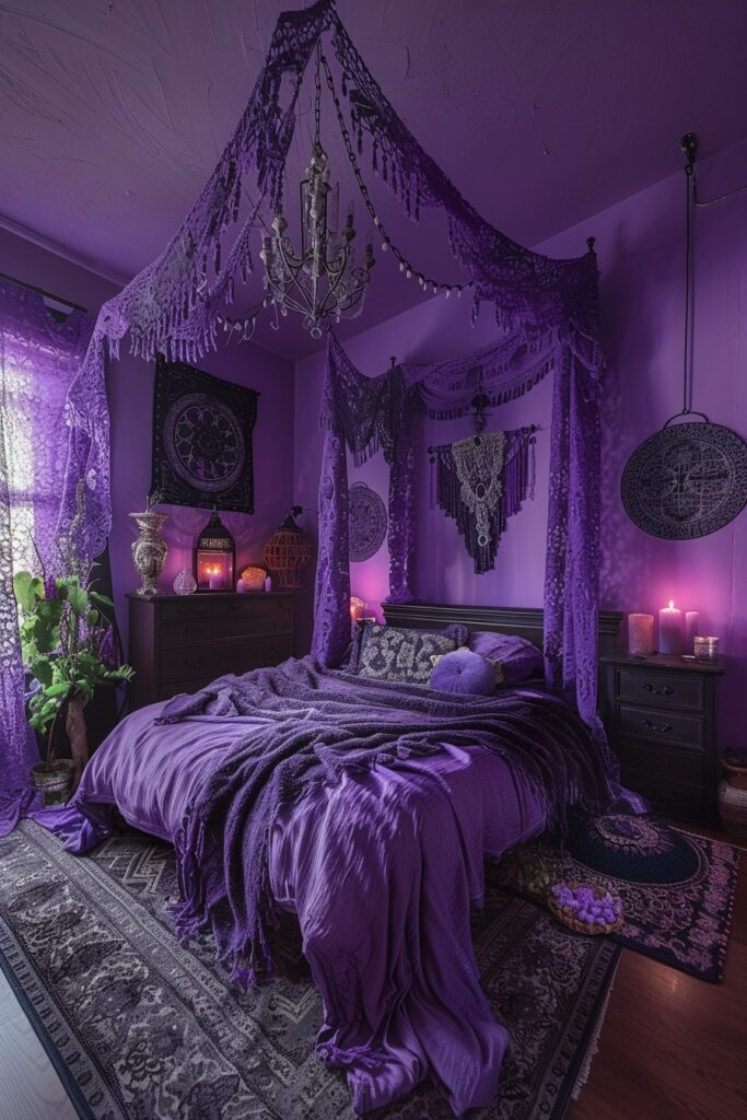 29 Enchanting Purple Witchy Bedroom Ideas to Mystify Your Space 23 Purple Witchy Bedroom