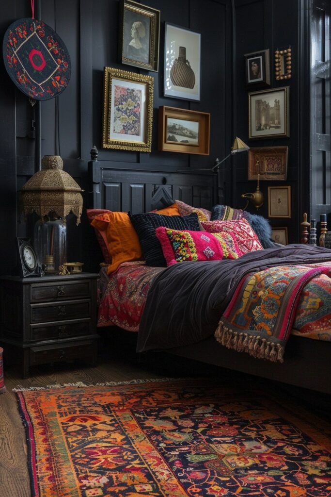 29 Goth Boho Bedroom Ideas to Unleash Your Mysterious Side 16 Gothic Boho Noir