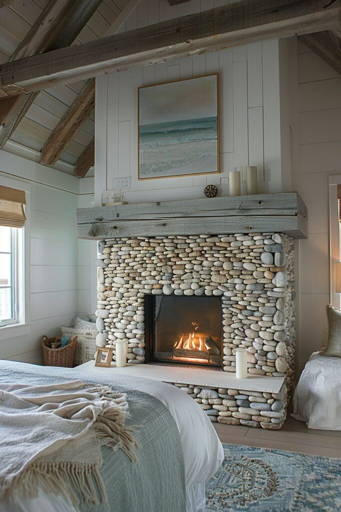 29 Bedroom with Fireplace Ideas for a Warm and Inviting Space 14 Coastal Comfort: Beach-Themed Bedroom Fireplaces