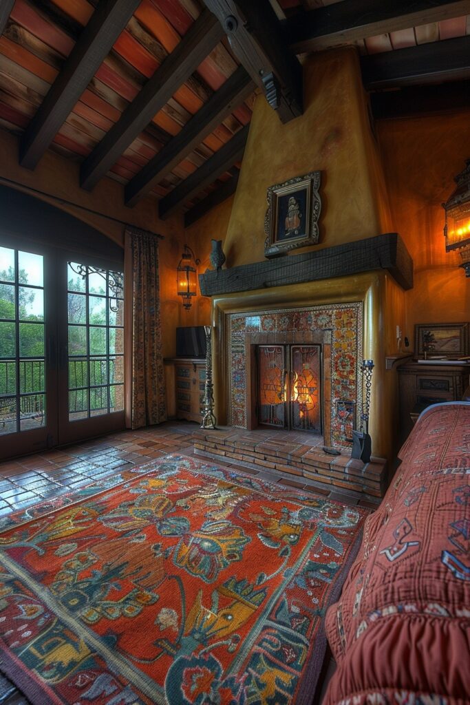 29 Bedroom with Fireplace Ideas for a Warm and Inviting Space 21 Mediterranean Comfort: Terra Cotta Fireplace Bedrooms