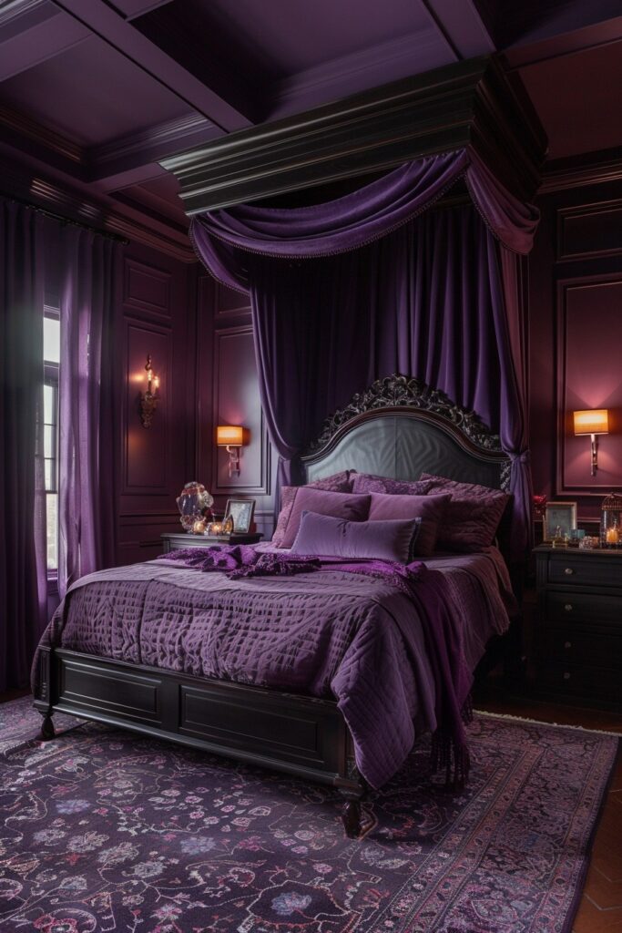 29 Enchanting Purple Witchy Bedroom Ideas to Mystify Your Space 12 Enchanted Eggplant Hideaway
