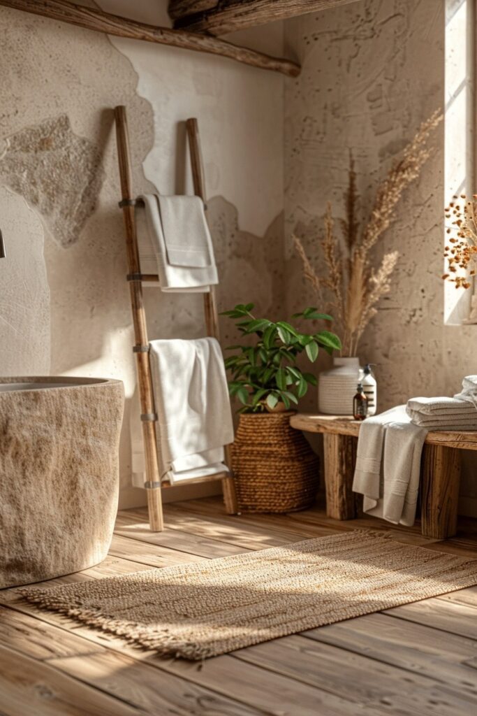 29 Boho Bathroom Ideas for a Chic and Relaxing Space 1 Natural Serenity: Earthy Elements in Boho Design