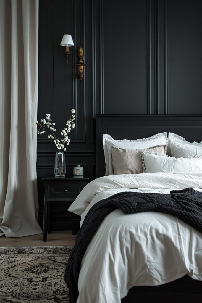29 Black Bedroom Ideas for a Bold and Stylish Retreat 1 Elegant Monochrome Simplicity