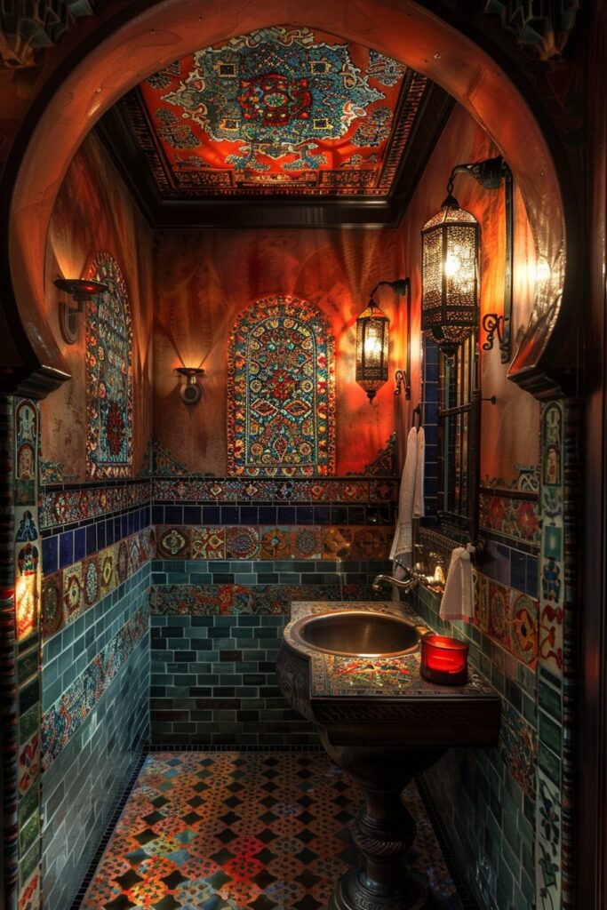 29 Boho Bathroom Ideas for a Chic and Relaxing Space 14 Exotic Elegance: Moroccan-Inspired Boho Bathrooms