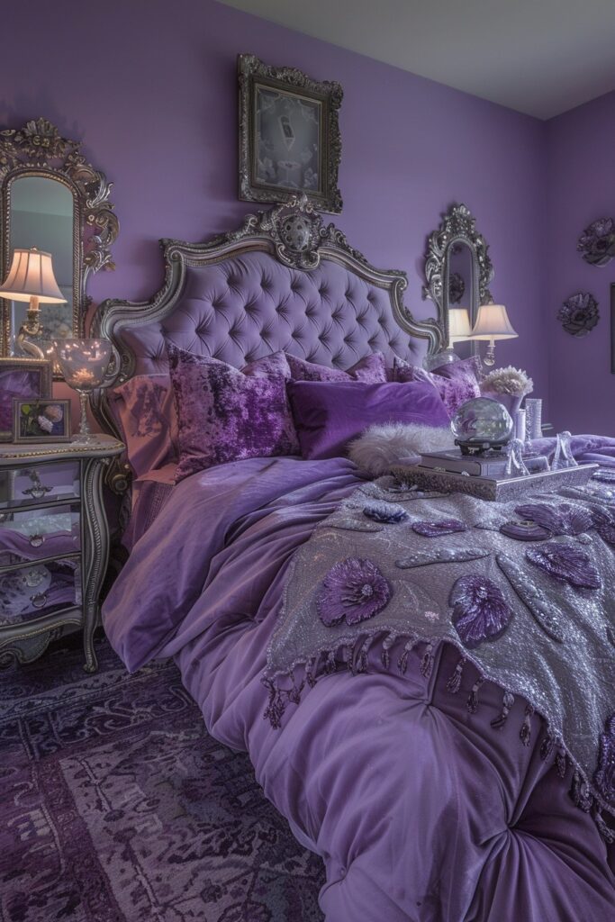 29 Enchanting Purple Witchy Bedroom Ideas to Mystify Your Space 8 Majestic Mauve Enclave