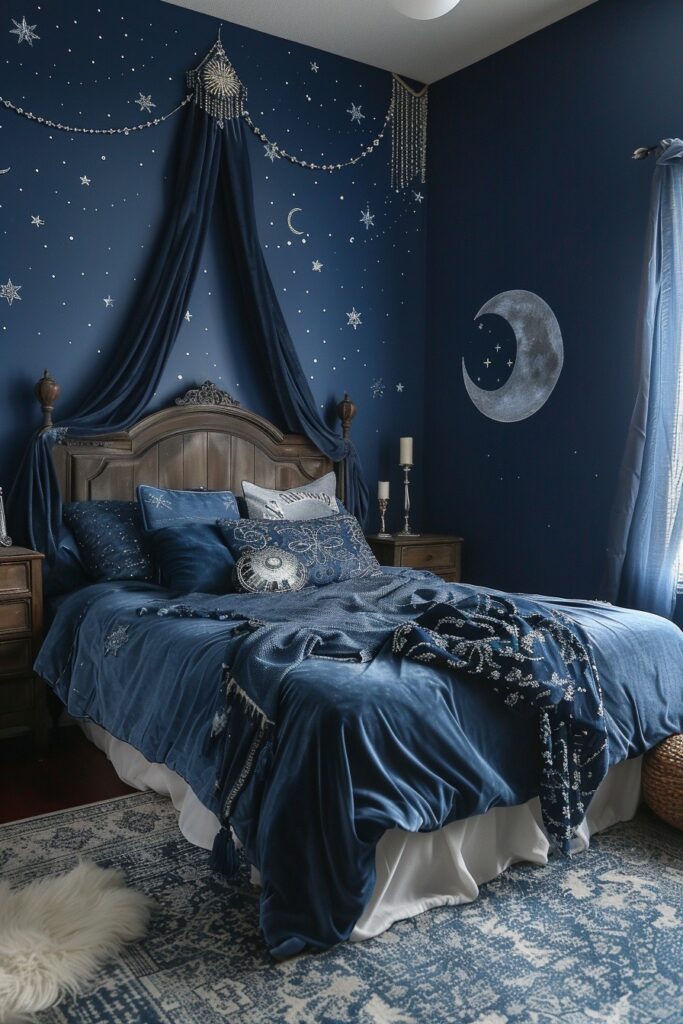 29 Bright Blue Boho Bedroom Ideas for a Vibrant and Eclectic Retreat 24 Blue Moon Mysteries