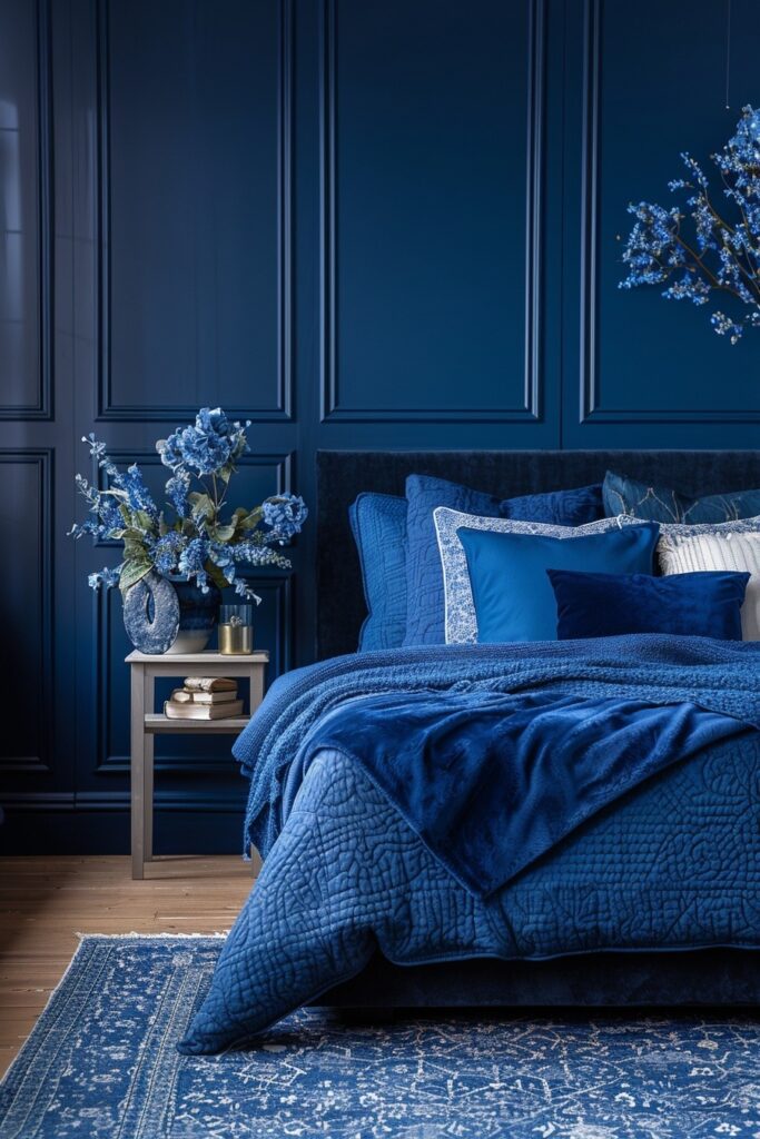 29 Bright Blue Boho Bedroom Ideas for a Vibrant and Eclectic Retreat 22 Blueberry Bliss