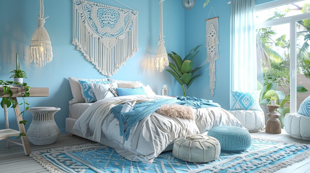 29 Bright Blue Boho Bedroom Ideas for a Vibrant and Eclectic Retreat 4 Bright Blue Boho bedroom