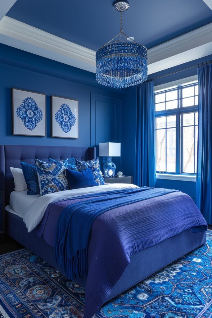29 Bright Blue Boho Bedroom Ideas for a Vibrant and Eclectic Retreat 4 Cobalt Comforts