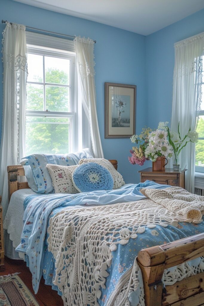 29 Bright Blue Boho Bedroom Ideas for a Vibrant and Eclectic Retreat 25 Cornflower Comfort