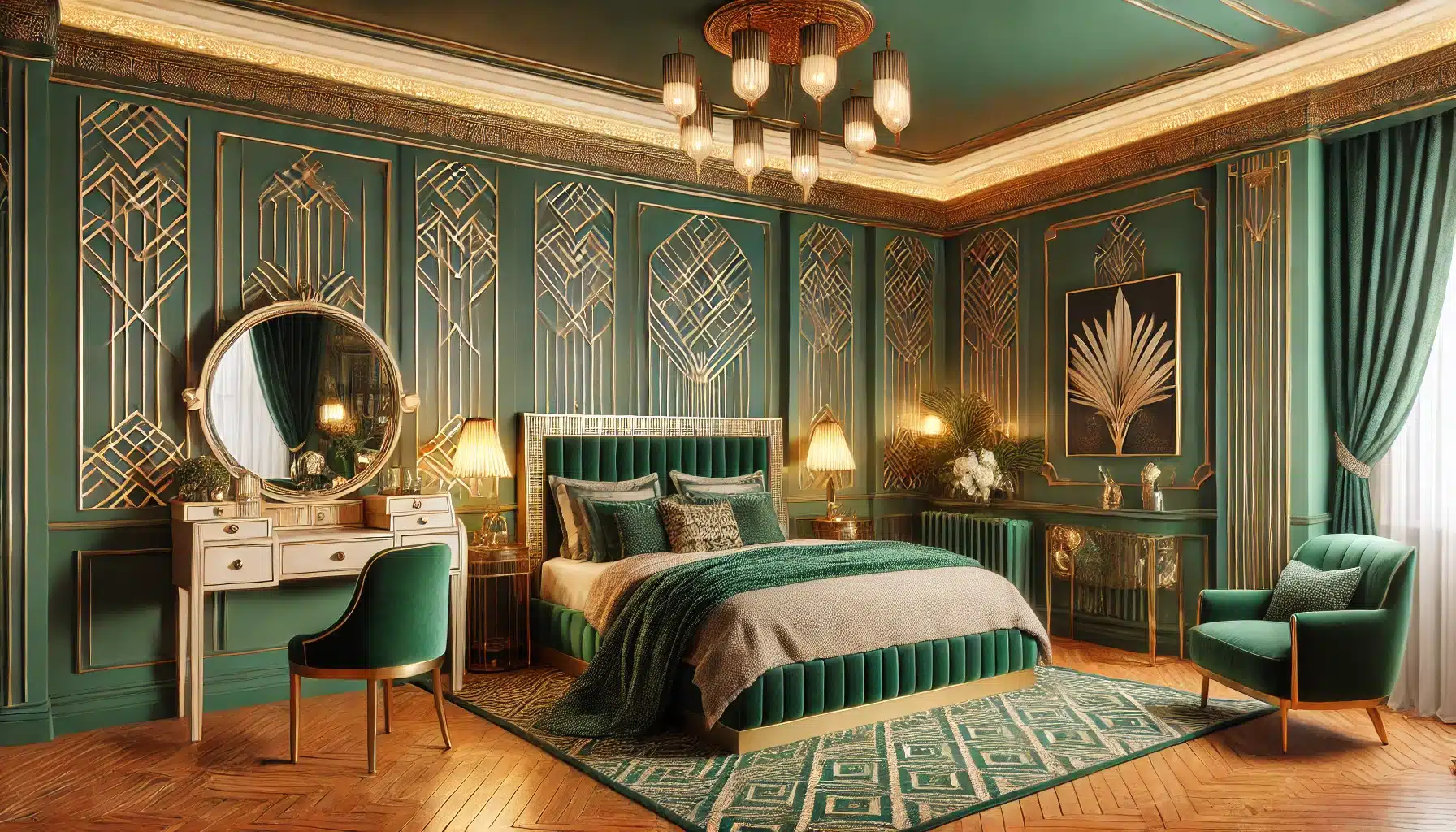 29 Emerald Green Art Deco Bedroom Ideas Of Elegance
