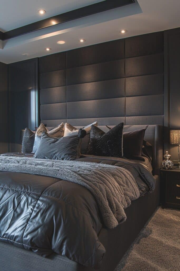 29 Dark Modern Bedroom Ideas for a Sleek and Sophisticated Sleep Space 22 Graphite Glow