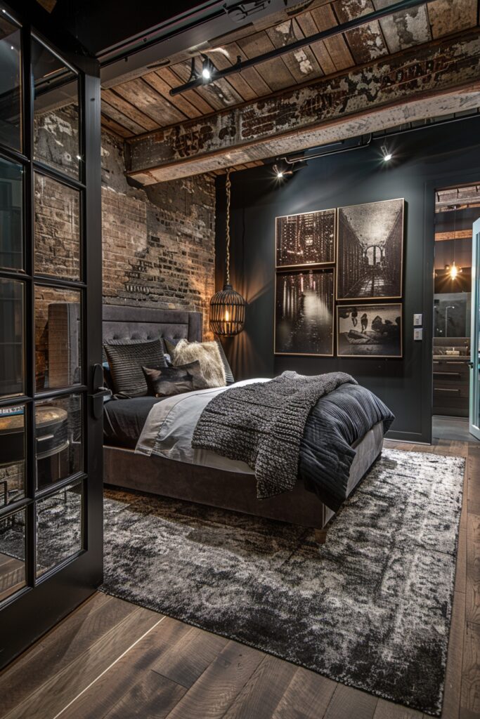29 Dark Modern Bedroom Ideas for a Sleek and Sophisticated Sleep Space 8 Industrial Dusk